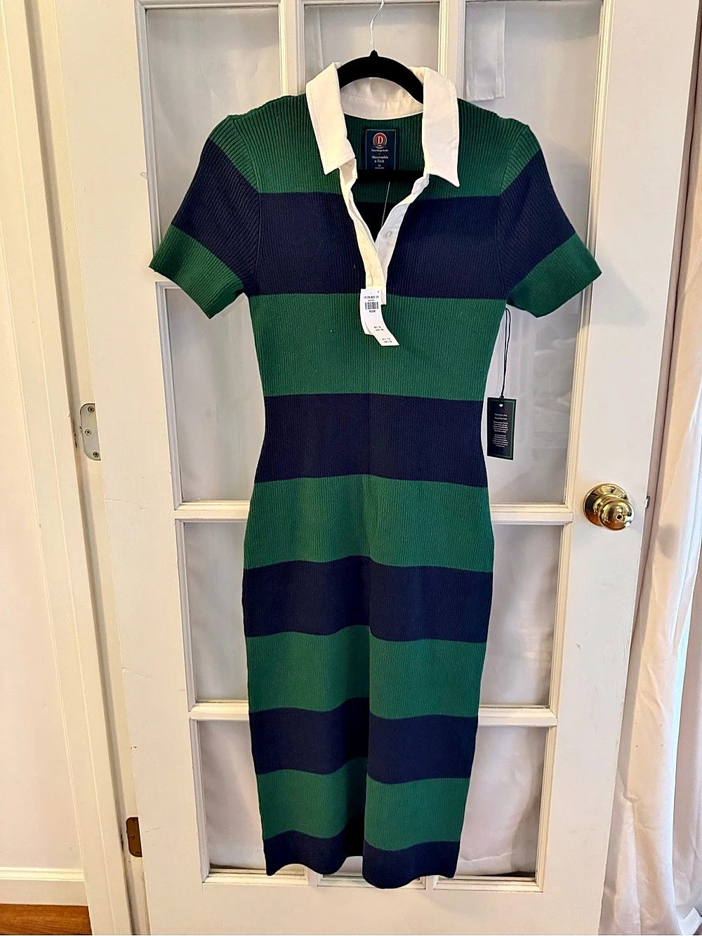 Abercrombie Striped Midi Dress in Green & Blue Size Medium NWT